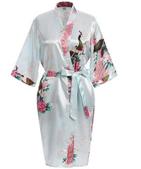 Silk Satin Wedding Bride Bridesmaid Robe Floral Bathrobe Short Kimono Robe Night Robe Bath Robe Fashion Dressing Gown For Women