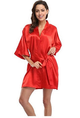 Sexy Large Size Sexy Satin Night Robe Lace Bathrobe Perfect Wedding Bride Bridesmaid Robes Dressing Gown For Women