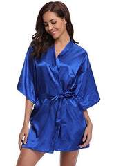 Silk Kimono Robe Bathrobe Women Silk Bridesmaid Robes Sexy Navy Blue Robes Satin Robe Ladies Dressing Gowns