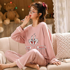 womens Pajamas Set Autumn Winter Thicken Cotton Pyjamas Women Cartoon Pijama Pattern Pajamas Set Thin Pijama Mujer Sleepwear