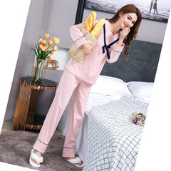 Women Cotton Pajamas Set Cute Cartoon Homewear Women Home Clothes Lounge Wear Autumn Long Sleeve Female Pajamas Cotton Sleepwear