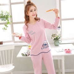 Women Cotton Pajamas Set Cute Cartoon Homewear Women Home Clothes Lounge Wear Autumn Long Sleeve Female Pajamas Cotton Sleepwear