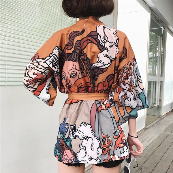 Japanese Style Waves Samurai Kimono Streetwear Men Women Cardigan Japan Harajuku Anime Robe Traditional Clothes 2020 Summer