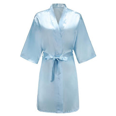 New Silk Kimono Robe Bathrobe Women Silk Bridesmaid Robes Sexy Navy Blue Robes Satin Robe Ladies Dressing Gowns