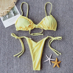 Sexy Micro Bikini 2021 Women Swimsuit Bandage Bikini Set Swimwear Female Halter Top Brazilian Bathing Suit Bather Biquini