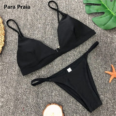 9 Colors Solid Bikini Set 2021 Sexy Push Up Swimwear Women Brazilian Swimsuit Low Waist Biquini Halter Two Pieces Bathing Suit