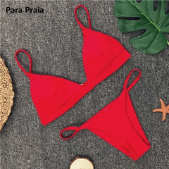 9 Colors Solid Bikini Set 2021 Sexy Push Up Swimwear Women Brazilian Swimsuit Low Waist Biquini Halter Two Pieces Bathing Suit