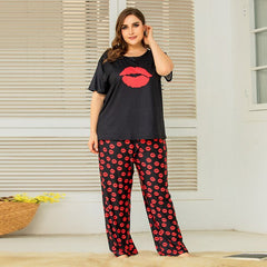 Plus Size Pajama Sets Women Summer Sleepwear Cotton Cute Cartoon Short –  Fab Nightwear