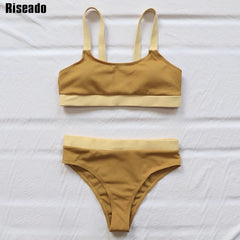 Riseado Sexy Push Up Bikinis Set High Waist Swimsuit Swimwear Women 2021 Patchwork biquini Ribbed Bathing Suits Summer Beachwear