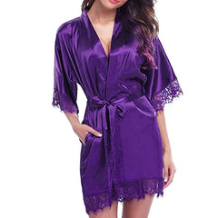 Sexy Lace Satin Sleepwear Women Ladies Night Dress Lingerie Nighties V-neck Nightdress Lace Up Loose Nightgown Plus Size