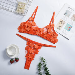 Sexy Lace Lingerie Set Floral See Through Bra Panty Nightwear Transparent Pink Underwear Women Embroidery Sheer Under Wear Sex