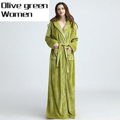 Women Plus Size Thickening Flannel Extra Long Thermal Bathrobe